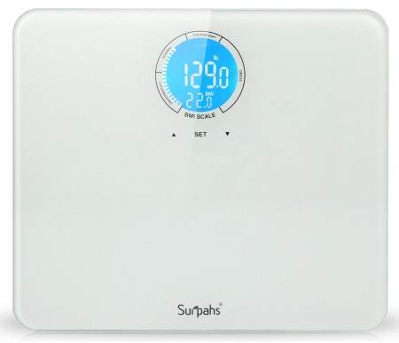 Surpahs Shiny Small Lightweight Digital Bathroom Scale w/ BMI