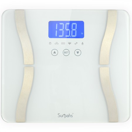 Surpahs DS2 2016 Body Fat Scale 4 User Recognition Measures Body Weight Fat Water Calories Muscle and Bone Mass