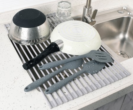 Surlong Expandable Dish Drying Rack Over The Sink Dish Basket Drainer with  Telescopic Arms Functional Kitchen Sink Organizer for Vegetable, Fruit and