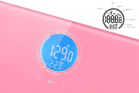 Surpahs Shiny Small Lightweight Digital Bathroom Scale w/ BMI