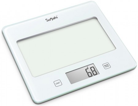 Surpahs Touch Tempered Glass Precision Digital Kitchen Food Scale  (White/Transparent, 11 lb/5 kg)